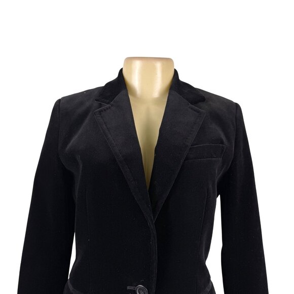 J.Crew Womens Black Cotton Blazer Single-Button Velvet Style Size 4 - Picture 6 of 12
